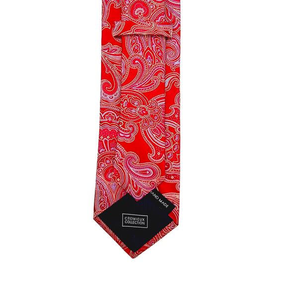 Cremieux Collection Red Paisley Handmade 100% Silk Necktie Tie - OS - Picture 3 of 5